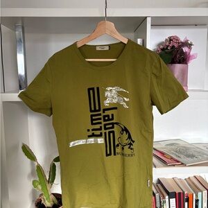 Burberry Olive Green Graphic Crewneck T-Shirt